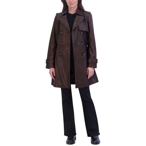 Tahari WomensNatalie Medium Leather Trench Coat